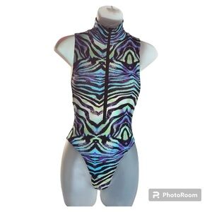 Kloset Envy Dotty One Piece Swimsuit with Brilliant Colors Zebra Print Sz S
